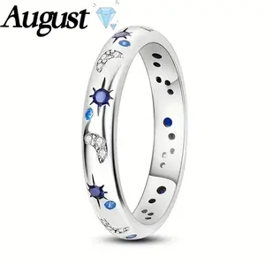 August Women's Eternity Gorgeous Stackable Rings with Celestial Design in Sizes 6-10 Perfect as Gifts