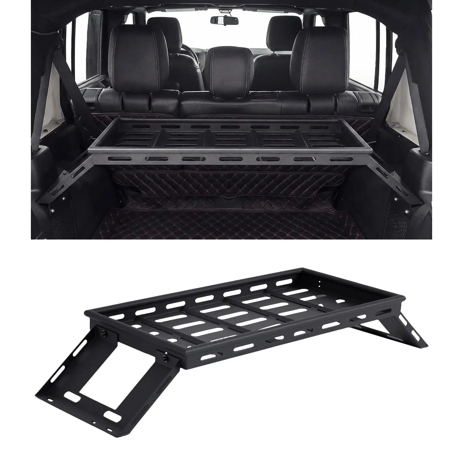 Garvee Rear Trunk Cargo Storage Rack for 2007-2025 Wrangler JK JKU & JL JLU Unlimited 4 DR, 350LBS Heavy-Duty Carbon Steel Luggage Rack for Wrangler Camping Trip Gear, Easy to Install