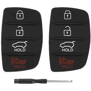 Suitable for Hyundai Santa Fe Sport Sonata 2018 2017 2016 2015 2014 2013 Models 4-Key Remote Key Case Keyless Entry Remote Flip Car Key Case Insert Key Keyboard - 2-Pack