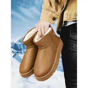 Unisex Classic Short Snow Boots, Anti-Slip Waterproof Warm Eva Sole, Casual Mid-Calf Winter Shoes, Perfect Christmas Gift