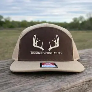 Whitetail Deer Hunting Hat, Flat Bill Snapback Trucker Cap, Deer Rack Outdoor Hunter Hat, Gift for Men Dad