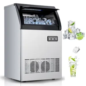 High-Efficiency Commercial Golden Bite Ice Maker – 120lbs/24H – 40lbs Storage – Fast 6-8min Chewable Pellet Ice – Double Water Inlet – Quiet 45dB – Self-Cleaning – Timer – LED Display – Stainless Steel Countertop Machine for Bars, Cafes, Home, and Office