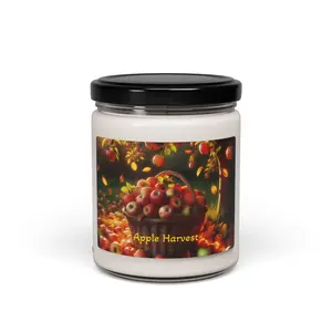 Apple Orchard Scented Soy Candle - 9oz Natural Wax for Cozy Vibes Decor Glass