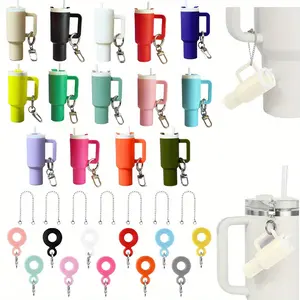 21pcs Mini Tumbler Cup Keychain Kit Chapstick Holder, Silicone Straw Charm Adapters, Lipstick Holder, Pill And Coin Storage Box, DIY Gift