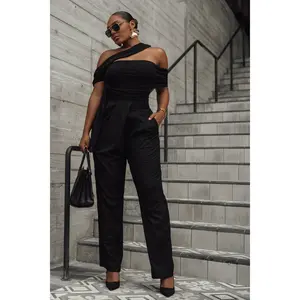 Black Asymmetrical Draped Trousers