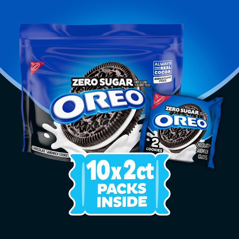 OREO Zero Sugar Chocolate Sandwich Cookies, 10 Snack Packs