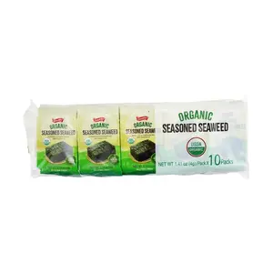 SHIRAKIKU Organic Roasted Seaweed Snacks with Salt, 10 Packs (40g) - USDA Certified, Perfect for On-the-Go Snacking