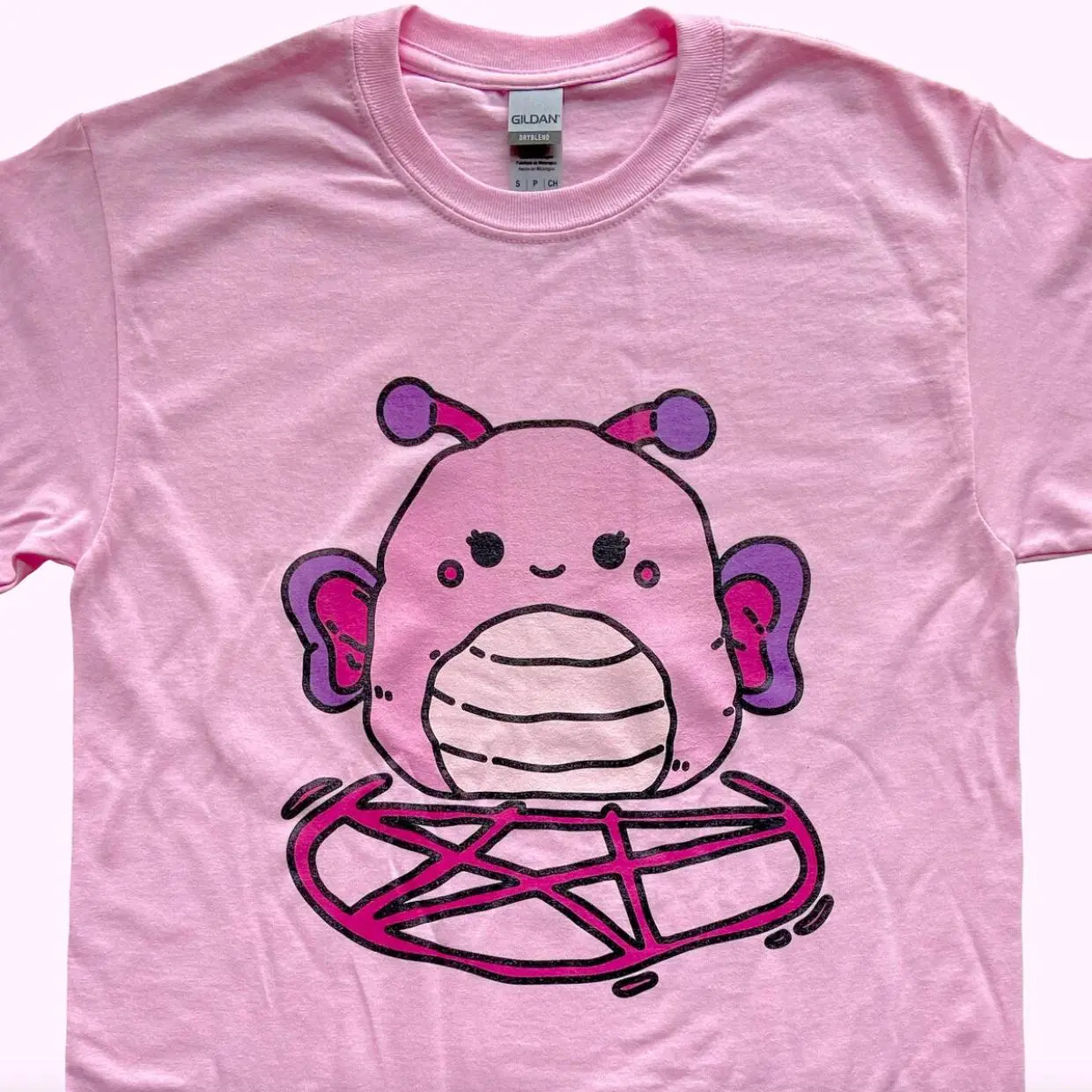 SEANCE SQUISHMALLOW SHIRT, Spooky Sweet Butterfly Plush Squishmallow T-Shirt, Cute Halloween Themed Horror Toy Pink Tee