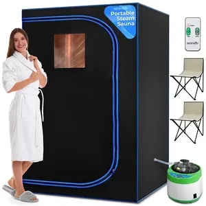 Portable 2-Person Sauna Tent, Detox & Relax, 4L Steamer, 2 Chairs, Black