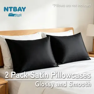 NTBAY 2 Pack Satin Pillowcases for Hair and Skin, Luxurious and Silky Pillow Cases with Envelope Closure