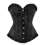 Women's Adjustable Overbust Lace Push-Up Corset Top - Gothic Medieval Renaissance Bodyshaping Shapewear, Party Halloween Costume, Plus Size Cosplay Undergarment, Fajas Para Mujer, 819AJ-D1