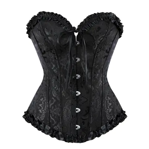 Women's Adjustable Overbust Lace Push-Up Corset Top - Gothic Medieval Renaissance Bodyshaping Shapewear, Party Halloween Costume, Plus Size Cosplay Undergarment, Fajas Para Mujer, 819AJ-D1