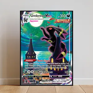 Pokemon Umbreon Vmax Cartoon Card Poster ,Umbreon Vmax Pokemon Poster Anime Canvas Sticky Wall Art Printing Waterproof Home Living Bed Room Bar Aesthetic Decor