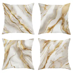 Marble Pattern Cushion Cover without Filler, 4 Counts/set Square Throw Pillow Cover, Household Decoration Supplies for Home Living Room Bedroom, Cushion Slipcovers