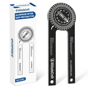 AltitudeCraft Aluminum Miter Saw Protractor for Woodworking, 360° Angle Finder with Laser-Engraved Scales