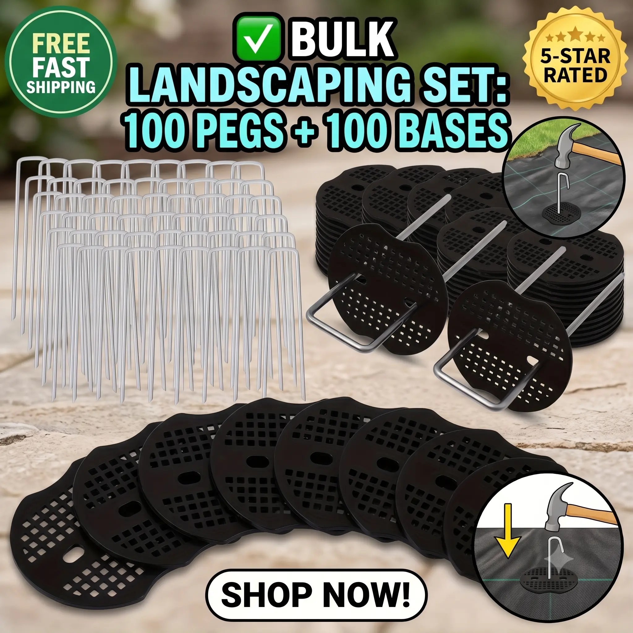 Galvanized U-Shaped Metal Garden Stakes, 3mm Heavy-Duty No-Bend Design with Washers, Anti-Rust Ease of Use for Home Improvement & Heavy-Duty Metal Trellis Plant Care & Support