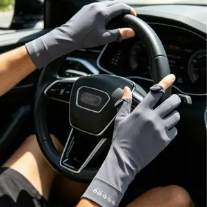 Women's Sunscreen Gloves Summer Anti-Slip UV Protection Extended Wrist Touchscreen Ice Silk Driving Cycling Gloves for Outdoor Activities