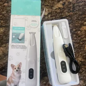 Professional Pet Grooming Trimmer with LED Light Low Noise USB Rechargeable for Safe Trimming on Paw Ear Face & More