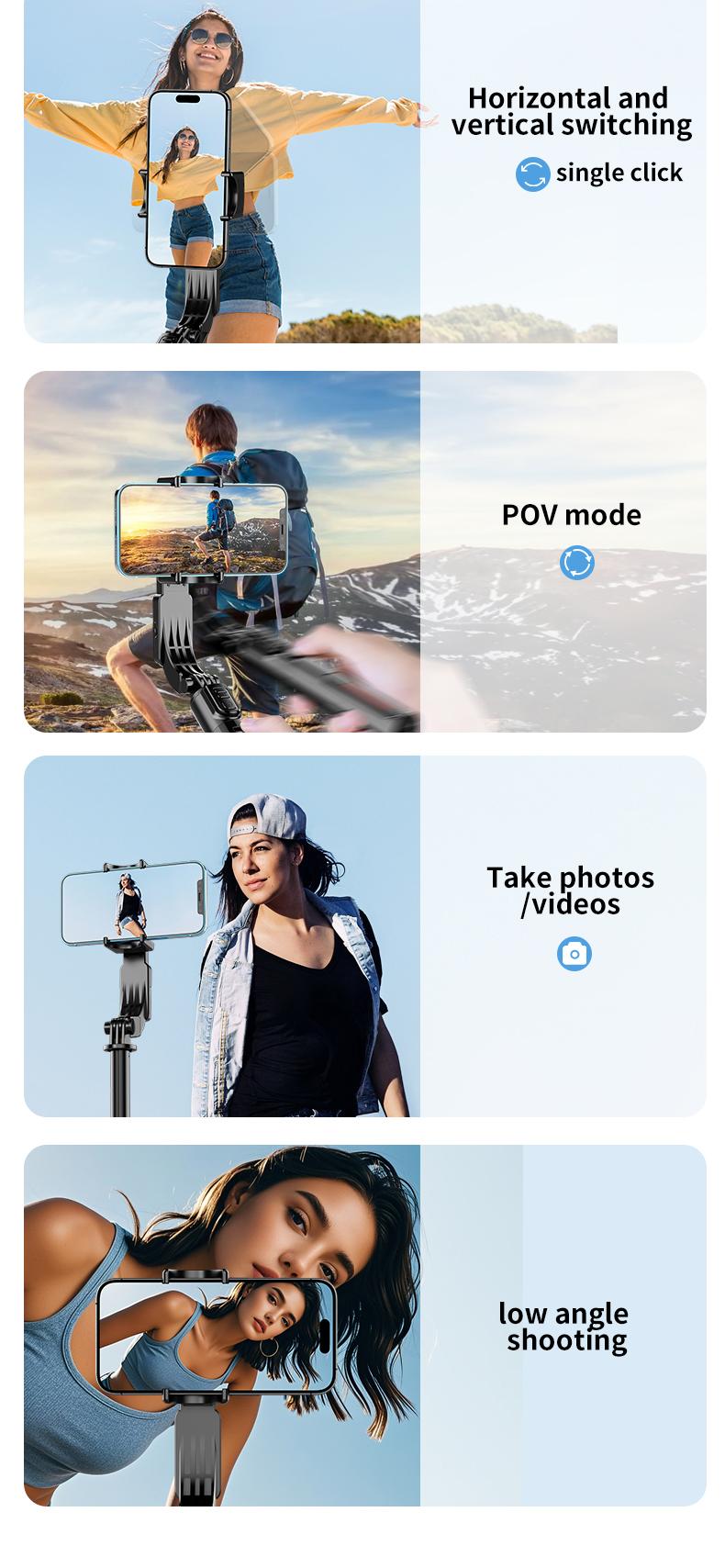 1-Axis Gimbal Stabilizer with Magnetic Fill Light, Anti-Shake Selfie Stick Tripod, Bluetooth Remote, Auto Balance Phone Stand, Aluminum Alloy Vlogging Gear for iPhone & Android