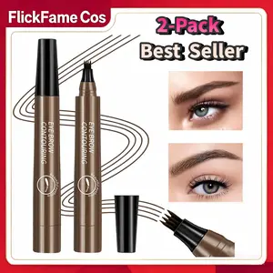 BOGO FREE 2-Pack 02# Dark Brown 4D Brown Waterproof Microblading Eyebrow Pencil – Dual-Tip Design with Hair-Like Brush for Defined, Smudge-Proof All-Day Brows Brow Pencil