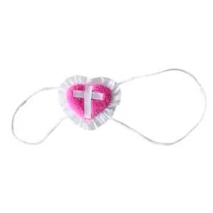 Girls’ Heart Pattern Sleep Blindfold — Fastens with Crosses for Quick Eye Coverage