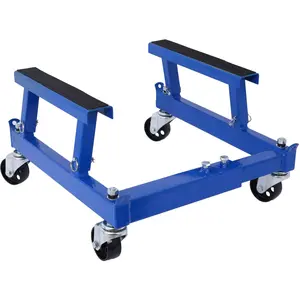 1500lbs Adjustable Engine Cradle Dolly – Heavy Duty Automotive Repair Creeper Stand with 4 Swivel Casters, Adjustable Height & Width, Rubber Pads, Tie-Down Mounts – Ideal for Workshop Vehicle Engine Maintenance