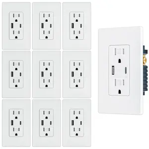 BRILLTECH 15 Amp USB A & USB C Receptacle Wall Outlet with Tamper-Resistant Screwless Wall Plate