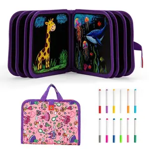 DIY Erasable Drawing Book, Reusable Coloring Book with 12 Random Color Pencils, Eco-Friendly Art Book, Perfect Creative Gift