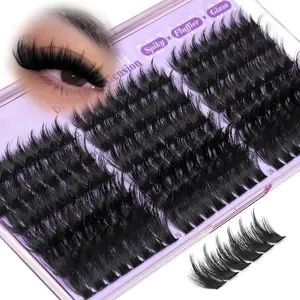 Spiky Lash Clusters Volume Eyelash Clusters Wispy Lashes Clusters Manga Cluster Eyelash Extensions 12-20mm D Curl Individual Lashes 200D Fluffy Cluster Lashes for DIY Lash Look by Yawamica