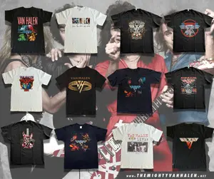 [SALE UP TO 30%]Van Halen Band T-shirt Collection Classic Rock Vintage Graphic Tees 80s 90s Tour Shirt Retro Heavy Metal Concert Tee Unisex Crewneck 100% Cotton Nostalgia 80s Music Shirt - Fabric