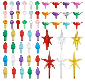 186 Pieces Ceramic Christmas Tree Replacement Bulb Set Includes 60 Ceramic Tree Replacement Lights Ornaments 60 Ceramic Tree Globe Lights 60 Christmas Tree Bird Lights 6 Stars(Multi Color)