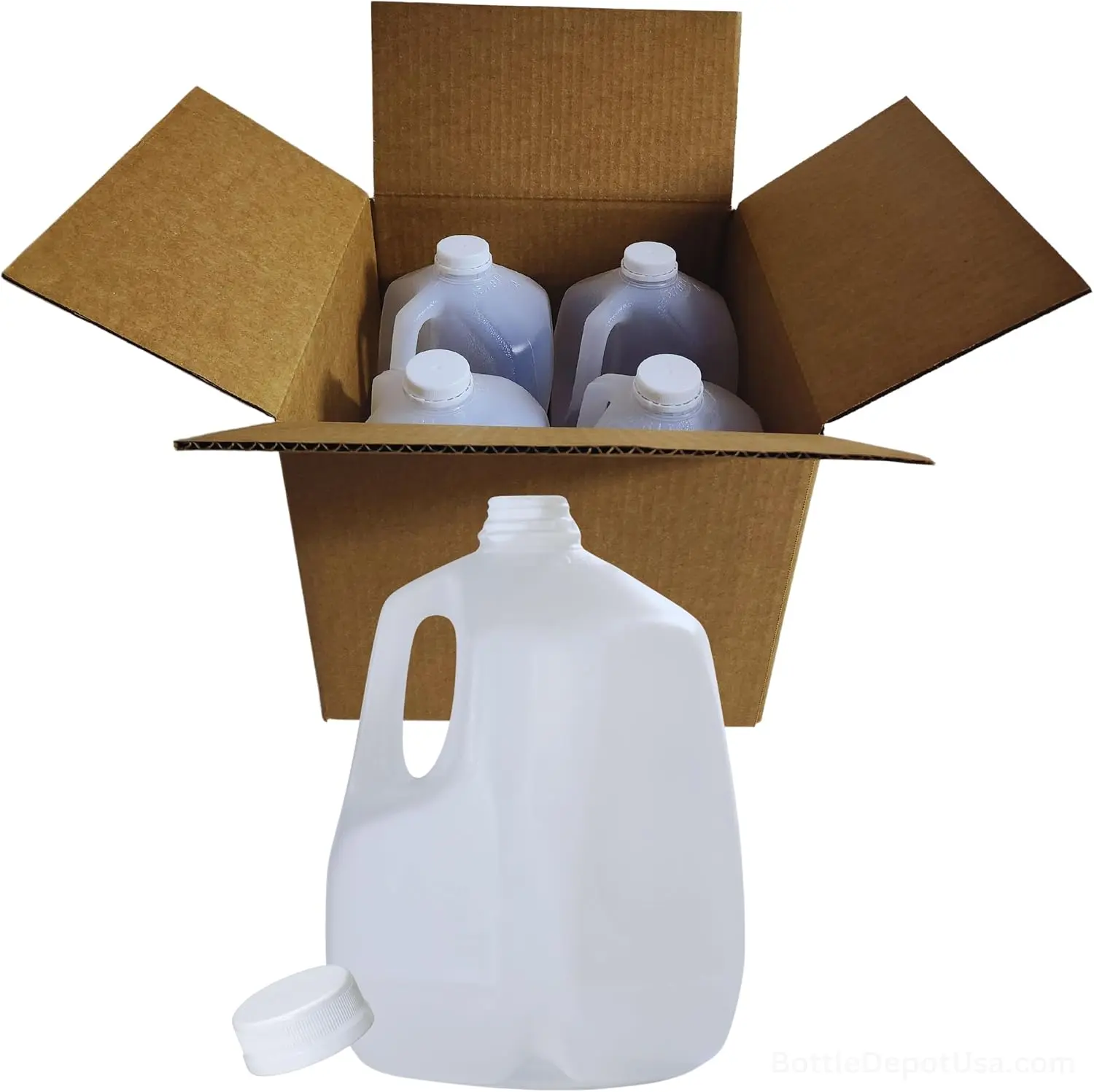 (4 PACK) 128 Oz Empty Plastic Gallon Juice Bottles with Tamper Evident WHITE Caps - Smoothie Bottles - Ideal for Juices, Milk, Smoothies, Picnic's and Even Meal Prep - Made in USA