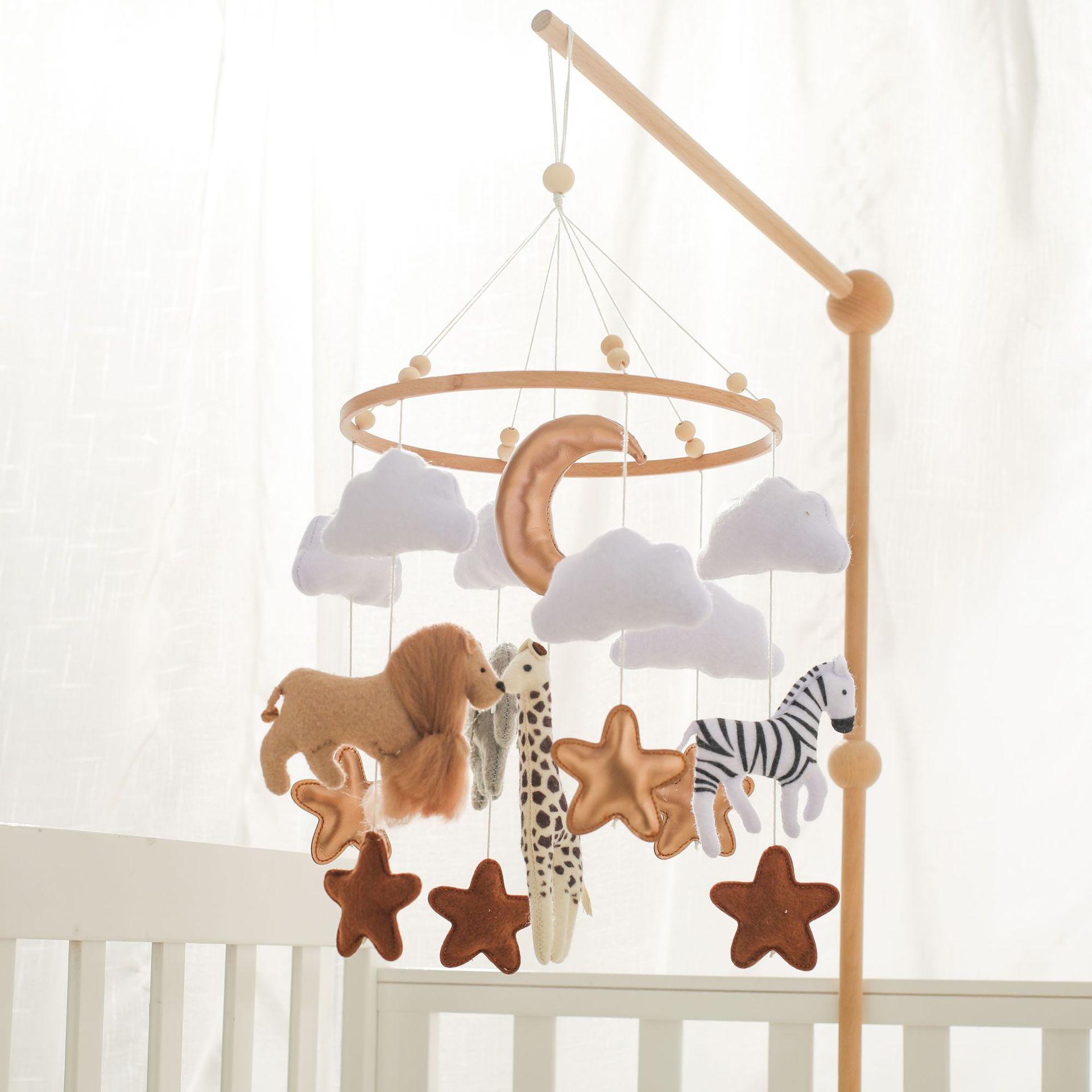 Handmade Felt Animal Baby Mobile - Boho Nursery Ceiling Decor for Crib & Playroom