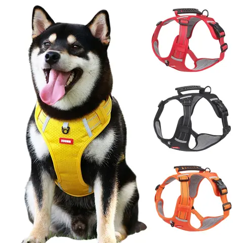 No-Pull Durable Reflective Strip Dog Chest Harness with Leash Included - Lightweight Vest-Style Walking Harness, Quick-Drying, Adjustable, Detachable, Easy to Put On and Take Off, Fits Small-Medium-Large Dogs