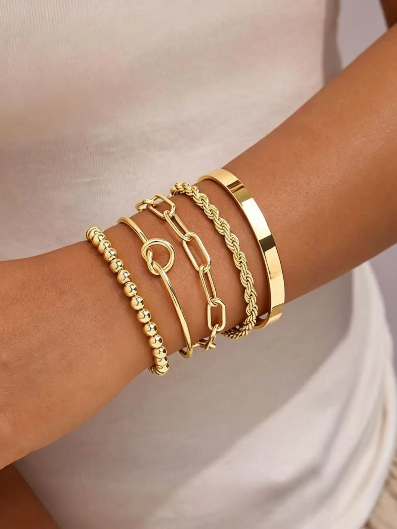 Elegant Simple Layered Bracelet Set, Daily Fashion Accessory, Trendy Multi-Layer Jewelry, Birthday Gift for Her, High-Quality Bangle, Stackable Bangle Bracelets, Stacking Bangles