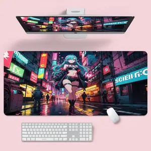 Hatsune Miku Mouse Pad, Kawaii Anime Desk Mat, XXL Cyberpunk Vocaloid Gaming Desk Mat, Cute Cartoon Desk Pad, Gift for Otaku