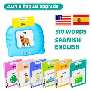 2024 Bilingual English & Spanish Flash Cards for Toddlers, 510 Sight Words, Audible Toys Learning Spanish for Kids Adults, Speech Therapy Toys, Educational Learning Talking Flash Cards 510 Sight Words