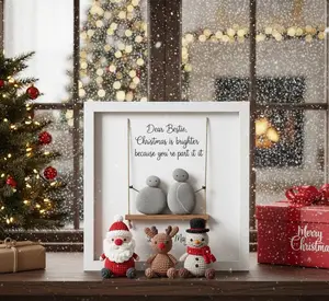 Personalized Christmas Gift for Best Friend on Swing | Custom Names Pebble Art Bestie Quote | "Christmas is Brighter" Keepsake