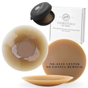 Cocoa Glow - Seamless No Show Covers (2 Pairs, 1 Pouch) – No Glue Center, Invisible Sticky Bra Alternative, Smooth Coverage Under Clothes, Water Resistant, 60+ Wears, Women Nipple Covers