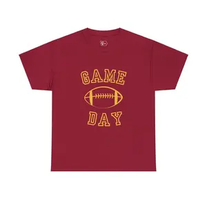 Football Game Day Cardinal & Gold Tee Classic Cotton Top Sport Tshirt