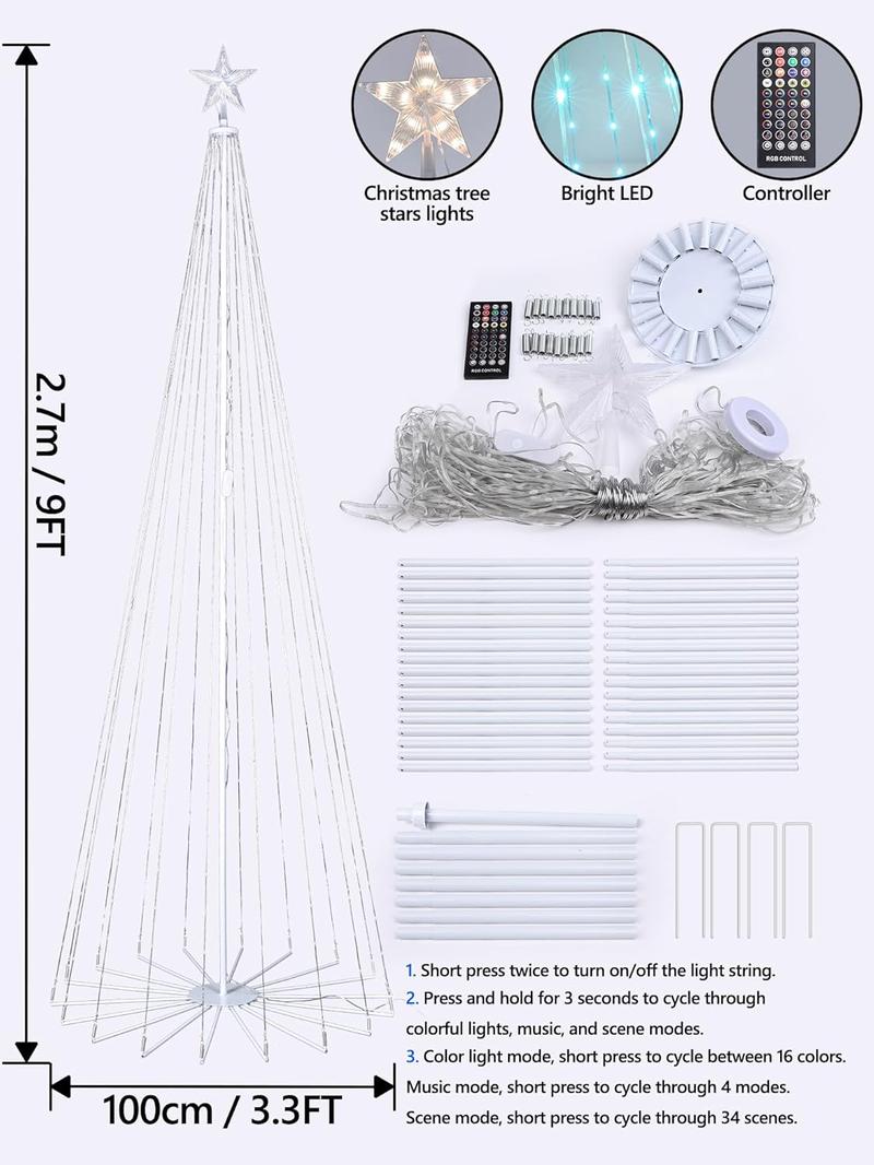 Flacchi Smart Christmas Cone Tree Lights - Star Tree Topper with ...