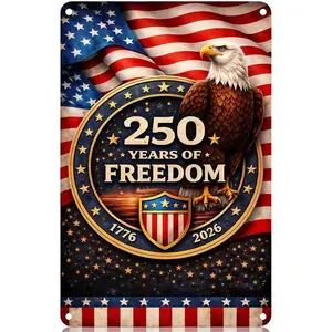 America 250th Anniversary Tin Sign, 4th of July Patriotic Decor,250 Anniversary USA Vintage Metal Sign, 1776–2026 Commemorative Wall Decoration for Home, Bedroom, Patio, Yard