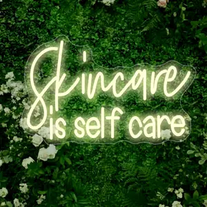 Skin Care Is Self Care Neon Sign, USB Powered LED Neon Light, Novelty Lighting, Neon Accent Lights, Indoor Decorative Light for Bedroom, Bar, Party, Manicure Salon, Eyelash Room, Beauty Shop