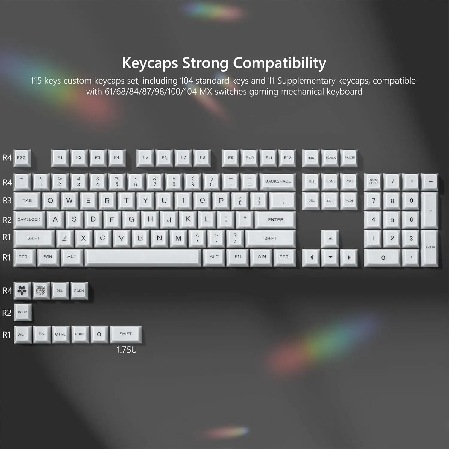 Womier Transparent RGB Creamy Jelly Keycaps - High-Quality PC Material, Shine-Through Lighting, Cherry Profile, Different Height Row, Creamy Sound, Compatible with MX Switches Mechanical Keyboards, Typing Enthusiasts, Compatible with Any Key Switches