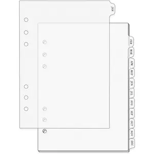 1 Pack A5 Binder Tabs Dividers Plastic Pre-Printed Monthly Index Divider 12 Month Frosted Tab Folder Page Separators for Notebook Planner Journal File Documents (12)