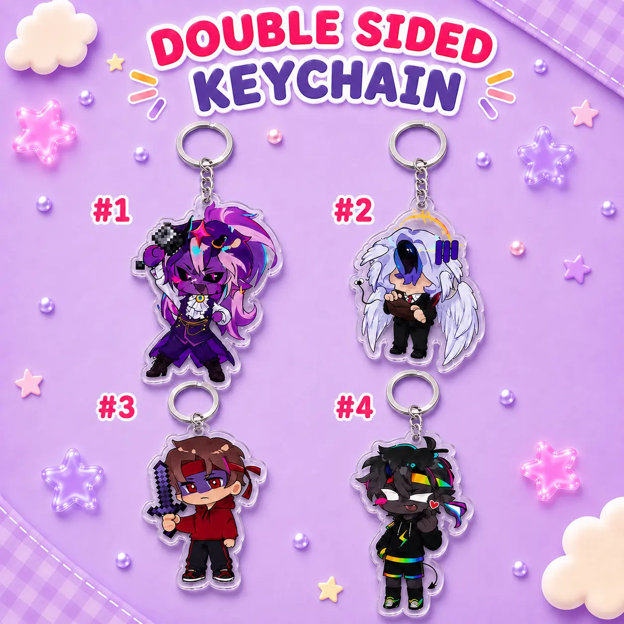 Double-sided keychain Unstable Universe Keychain, Eggchan, Wemmbu, SpokeIsHere, Mapicc, Cute Minecraft SMP Fanart Bag Charms