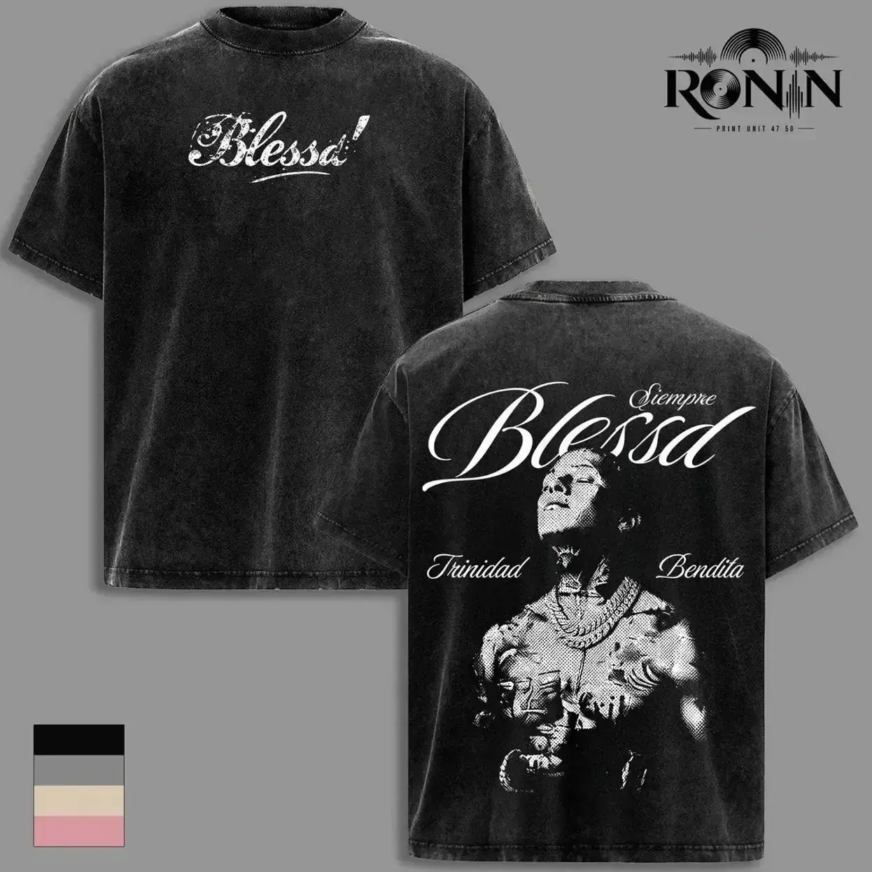 Blessd El Bendito Graphic Tee, Oversized Cotton T-Shirt, Latin Trap Reggaeton Music Streetwear Unisex Double Print Shirt VD4