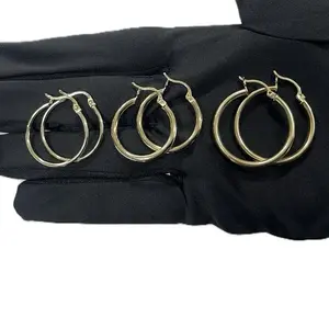 14k gold earrings - semisolid hoop with clasp fo women