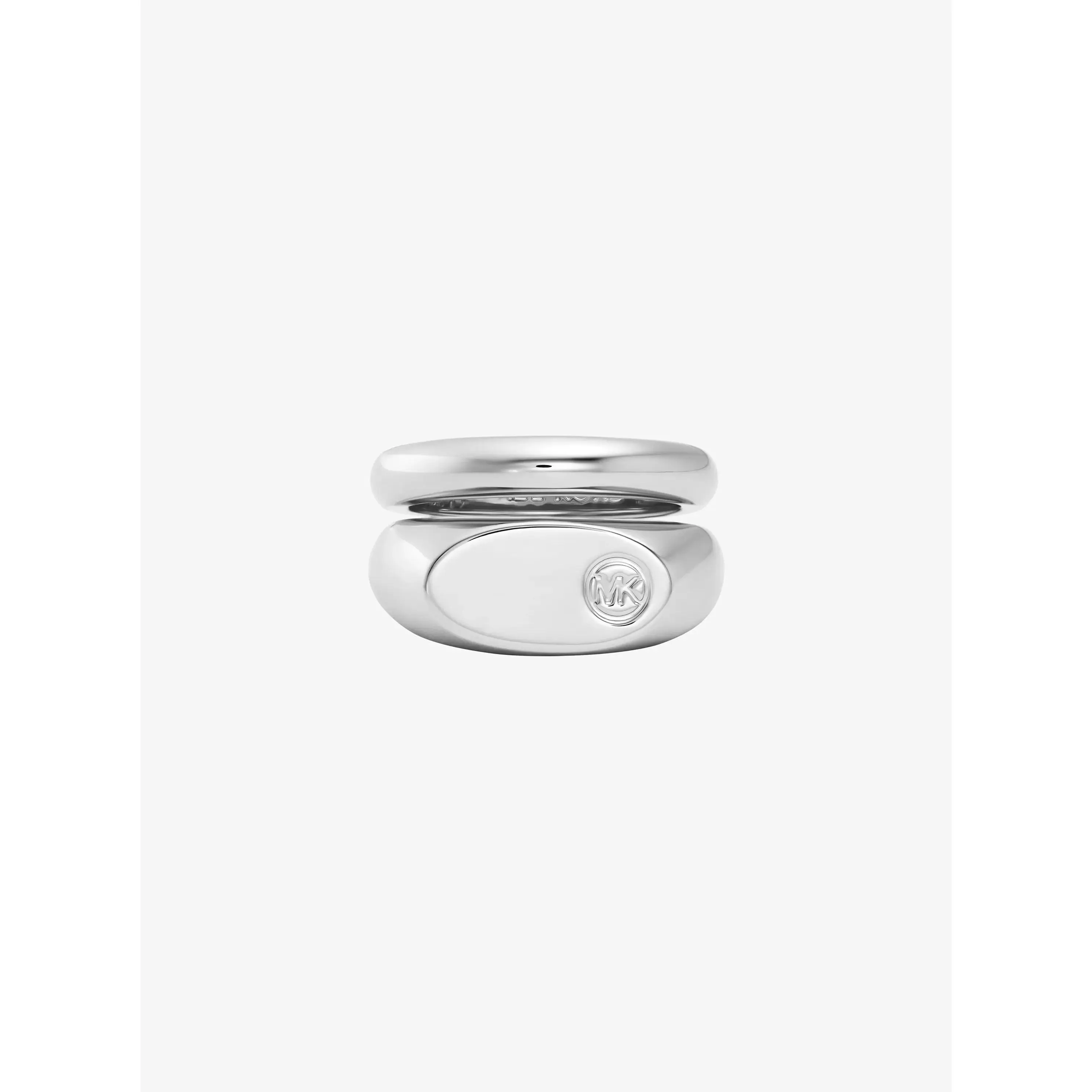Logo Engraved Double Layered Signet Ring