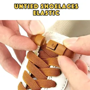 Elastic No Tie Shoelaces with Metal Lock Adjustable Stretch Tieless Shoe Laces for Adults Kids